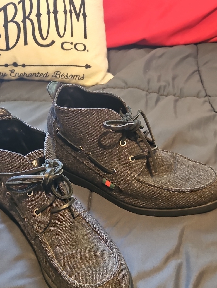 Gucci Men's Casual Chukka Boots In Dark Gray Made In Italy Size 11.5